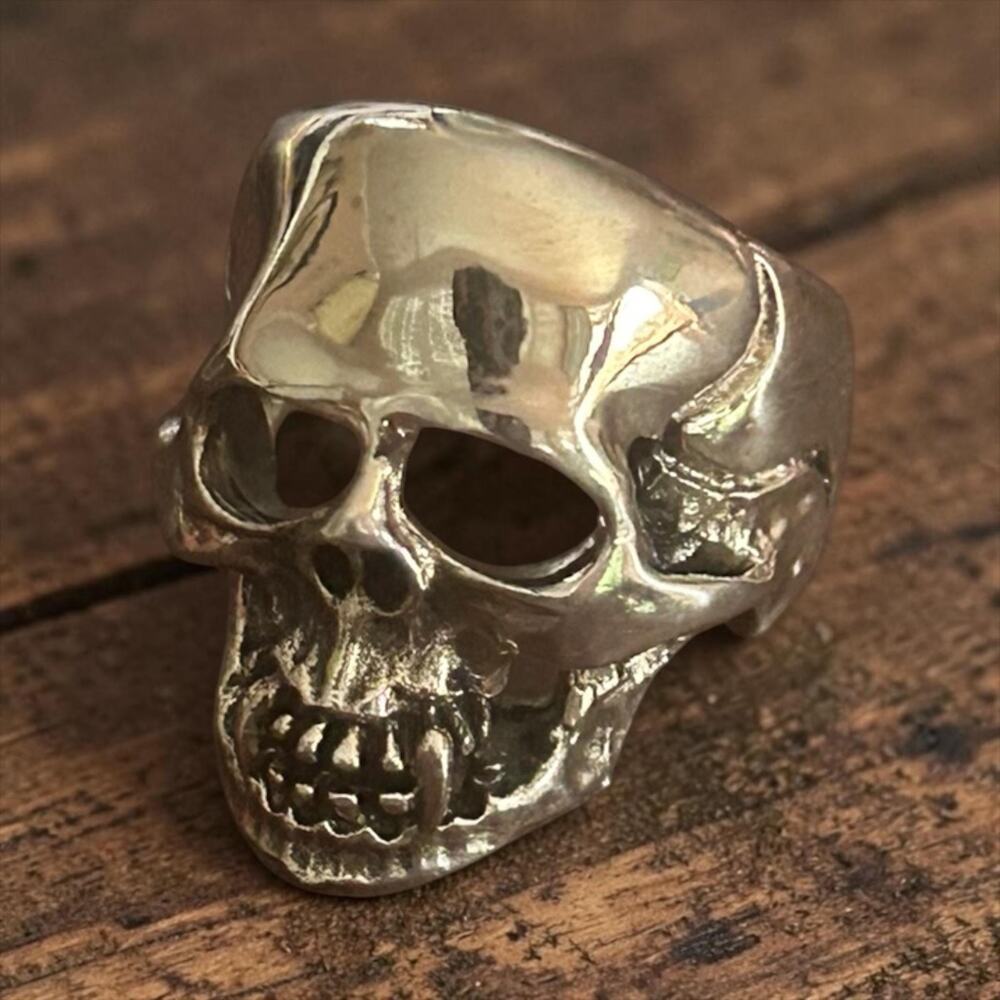 Vintage Sterling Silver Skull Statement Ring Size 10.5 Stamped 925, 1970s-80s